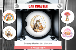 Dreamy Mother Cat Sky Art Car Coaster Product Image 1