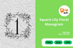 Square Lily Floral Monogram Product Image 1