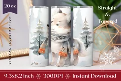 Christmas Tumbler Wrap, Watercolor Baby Wolf Tumbler Design Product Image 1