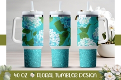 Blue Hydrangea Tumbler Wrap, Glitter 40 Oz Tumbler Product Image 1
