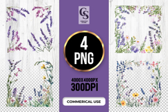 Wildflower Frame Border Sublimation Clipart PNG Product Image 1