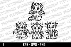 vector illustration of an adorable baby dragon sitting. Product Image 1