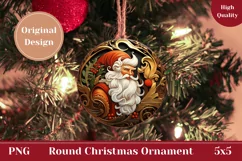 Santa Claus Round Ornament, Christmas Round Product Tag Product Image 1