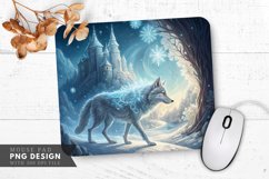 Crystal Fur Wolf in a Winter Wonderland Mouse Pad PNG Design Product Image 1