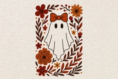 Fall Ghost Boho Halloween Png, Boho Floral Fall Png Product Image 2