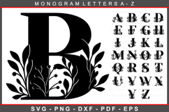Leaves Monogram Letters SVG, Floral Font SVG Laser Cut Files Product Image 1
