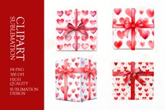 Valentines Day watercolor gift box Clipart Product Image 1