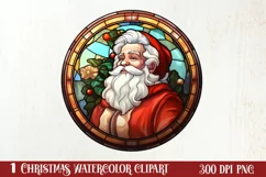 Stained Glass Painting Of Santa Clipart Sublimation Product Image 1