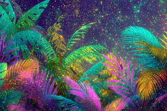Tropical palm leaves against a starry night sky Product Image 1