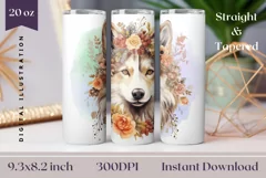 Watercolor Dog Tumbler Wrap Design, Dog Sublimation Design Product Image 1
