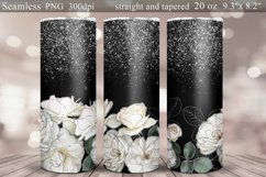 Glitter Tumbler Sublimation. White Roses Tumbler Wrap 20oz Product Image 1