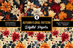 Autumn Floral Pattern Digital Paper Product Image 1