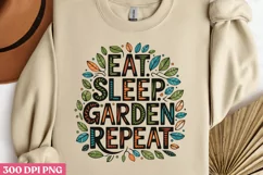 Eat, sleep, garden, repeat PNG, Gardening Sublimation PNG Product Image 2