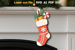 Christmas Stocking SVG laser cut file for Glowforge Product Image 1