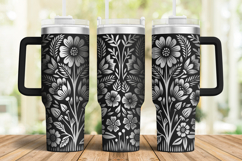 40oz Tumbler laser svg, Vintage flowers pattern wrap Product Image 1