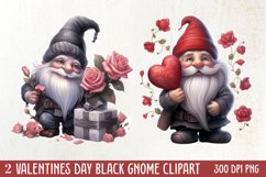 Black Gnome Valentines Day Clipart, Valentines Clipart Product Image 1