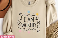 I Am Worthy PNG, Retro Positive Sublimation PNG Product Image 2