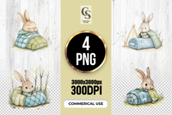 Sleeping Bunny Camping Clipart Sublimation PNG Product Image 1
