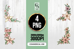 Watercolor Floral Star Clipart Sublimation PNG Product Image 1