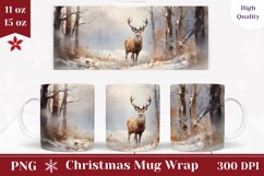 Winter Deer Mug Sublimation, Winter Forest Coffee Mug Design Product Image 1