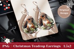 Christmas Earrings Sublimation , Winter Squirrel Sublimation Product Image 1