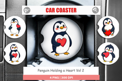 Car Coaster Penguin Holding a Heart Product Image 1