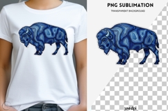 Blue Bison Embroidery PNG | Western Buffalo Clipart, Rustic Product Image 1