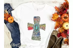 Serape Leopard Cross Png, Turquoise Stone Png Product Image 2