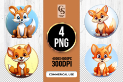 Cute Baby Fox Cartoon Animal Clipart Sublimation PNG Product Image 1