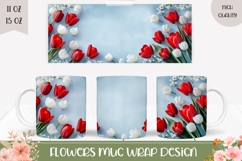 Red Flowers Mug Template, Red Tulips Mug Design Product Image 1