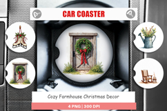 Farmhouse Christmas Decor Car Coaster Product Image 1