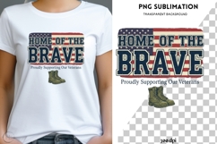 Home of the Brave PNG | Patriotic USA Flag Design | Veteran Product Image 1