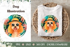 Summer Poodle Illustration, Tropical Poodle PNG Product Image 1