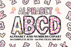 Baby Girl Alphabet, baby girl letters doodle, baby clipart Product Image 1