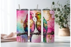 Alcohol Ink Rainbow Lovebirds Tumbler Wrap | 20oz Skinny PNG Product Image 1