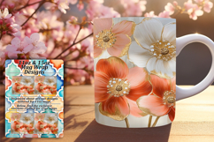 Colorful 11oz Mug Wrap Png Template , 3D Flower Product Image 1