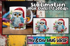 Embroidered Christmas Owl Mug Wrap 11oz 15oz Sublimation Product Image 1