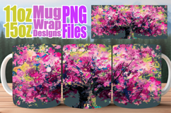 Cozy mornings 11oz 15oz sublimation wrap, Spring Tree Product Image 1