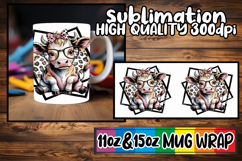 Radiant hearts 11oz 15oz sublimation wrap, Cute Cow Product Image 1