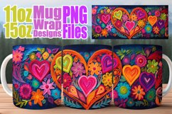 3D Crochet Heart Pattern Valentine Mug Wrap Love Embroidered Product Image 1