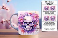 Vibrant Skull and Flowers Mug Wrap Art 11oz/15oz Product Image 1