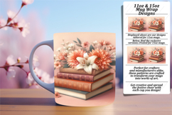 Trendy 15oz Mug Wrap Png Template , Books Product Image 1