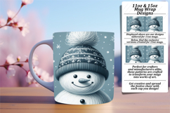 Fresh 15oz Mug Wrap Png Design , Snowman Product Image 1