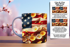 Vibrant 15oz Mug Wrap Png Template , USA Flag Product Image 1