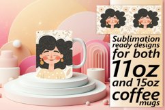 Watercolor Women Portrait with Flowers Mug Wrap 11oz/15oz Product Image 1