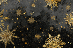 Gold Snowflakes on Black Sparkle Background Product Image 1
