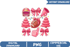 Pink Christmas Football Sublimation, Christmas Png Product Image 1