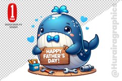 Cute Whale Clipart - PNG File Product Image 1