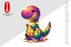 Cute Dinosaur Clipart - PNG File Product Image 1