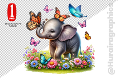 Cute Elephant Clipart - PNG File Product Image 2